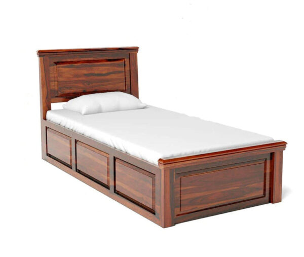 solid wood single bed design with box storage