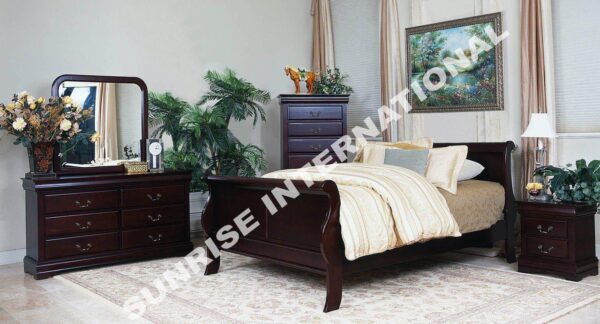 5 pc bedroom set french style 1 kingqueen bed 2 bedsides 1 dresser 1 mirror frame Sunrise Exports