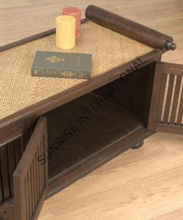 Artistic wooden bench with storage space 2 Sunrise Exports
