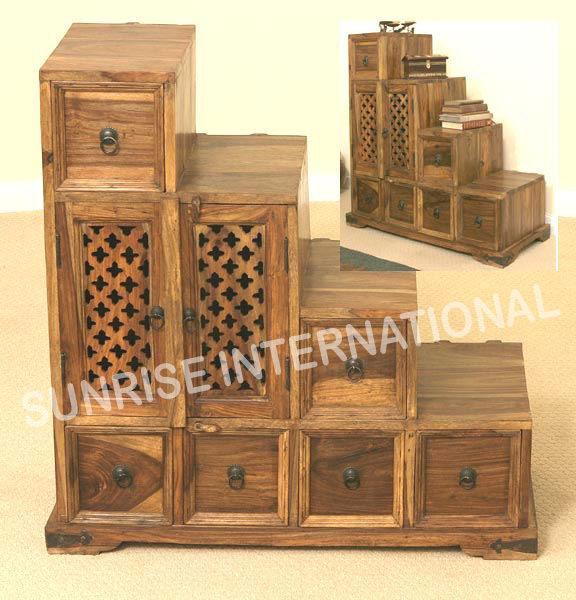 Artistic wooden step chest of drawers cabinet sideboard SUN WCH227 a88a9f1b afd0 4dcf 97d1 bfe27c1845b3 1 Sunrise Exports