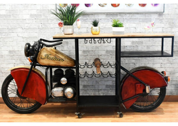Automobile Furniture Motorcycle design bar table cabinet rack for home restaurant Sunrise Exports
