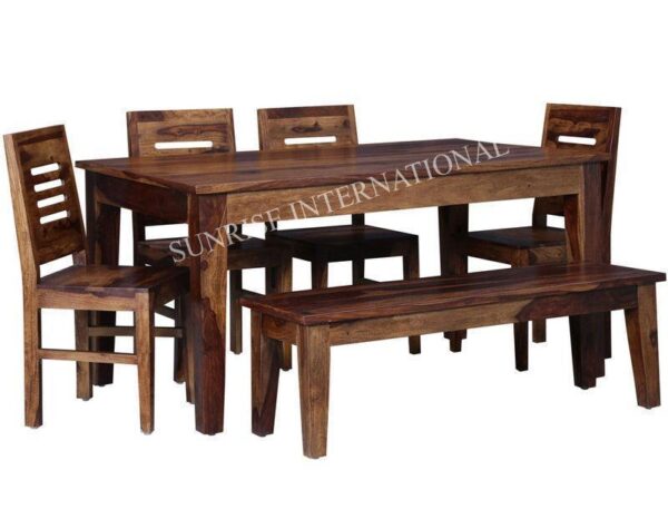 Contemporary Wooden Dining Table with 4 Chair 1 Bench Set DSET674 73cae94a f0dc 4e5f a2a3 72d59596ec18 1 Sunrise Exports