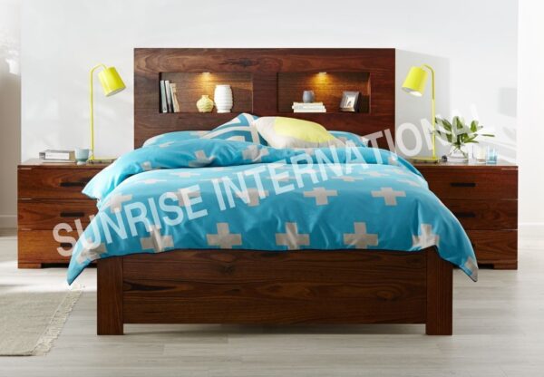 Contemporary Wooden Indian King Size Double Bed with Headboard Shelf Lights 39913364 1ea1 40cb b8fc 542f10bc0418 Sunrise Exports