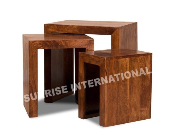 Contemporary Wooden Nesting table stool nest of 3 9b1832ad 32d8 48da 8fde 4236591d8e64 Sunrise Exports