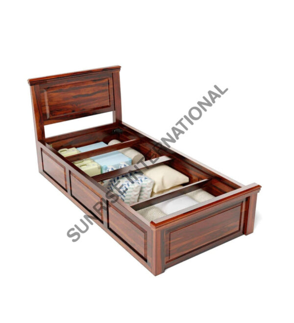 Contemporary Wooden Single Bed with storage 3 Sunrise Exports