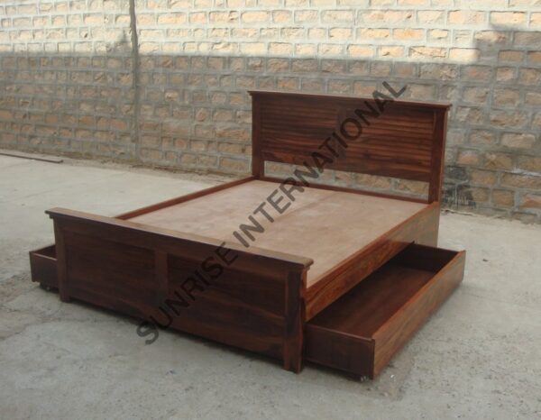 DESIGNER WOODEN QUEEN KING SIZE STORAGE BED WITH 2 OPTIONAL MATCHING BEDSIDE CABINET 5 Sunrise Exports