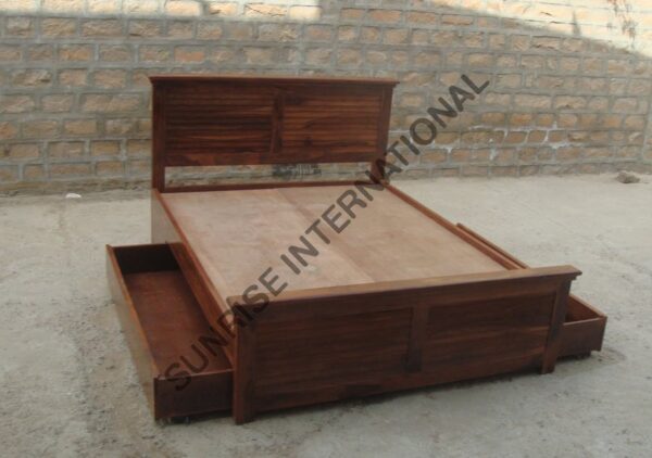 DESIGNER WOODEN QUEEN KING SIZE STORAGE BED WITH 2 OPTIONAL MATCHING BEDSIDE CABINET 6 Sunrise Exports
