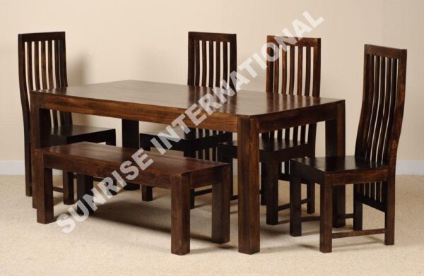 Dark Dakota Range Wood Dining table with 4 Chair 1 bench set 6 pc set 397b2fd3 0a28 4fc8 8a07 c4309499961f Sunrise Exports