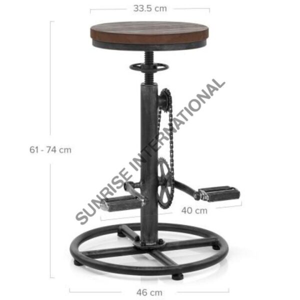Designer Metal wood Bar pedal stool for Home or Restaurant with Height Adjuster 2 Sunrise Exports