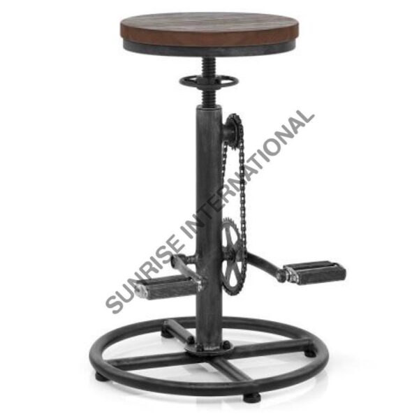 Designer Metal wood Bar pedal stool for Home or Restaurant with Height Adjuster 3 Sunrise Exports
