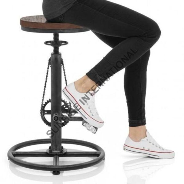 Designer Metal wood Bar pedal stool for Home or Restaurant with Height Adjuster 5 Sunrise Exports