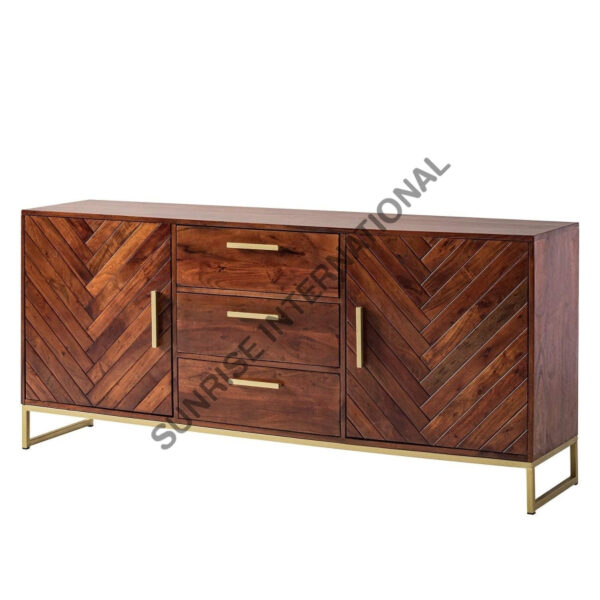 Designer Wooden sideboard cabinet with metal frame 2 Sunrise Exports
