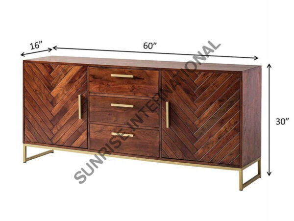 Designer Wooden sideboard cabinet with metal frame 4 Sunrise Exports
