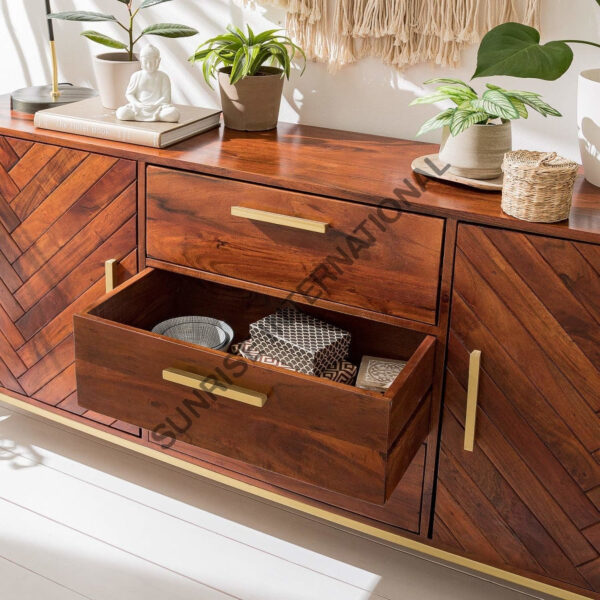 Designer Wooden sideboard cabinet with metal frame 6 Sunrise Exports