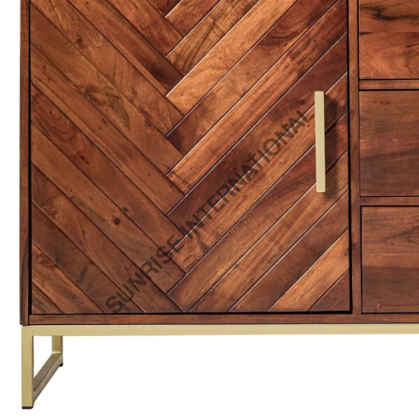 Designer Wooden sideboard cabinet with metal frame 8 Sunrise Exports