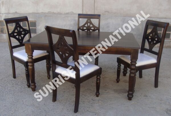 Ethnic Design Wooden Dining table with 4 chair set 0b9a40ca 5062 42f8 b736 f99db84de8ae Sunrise Exports