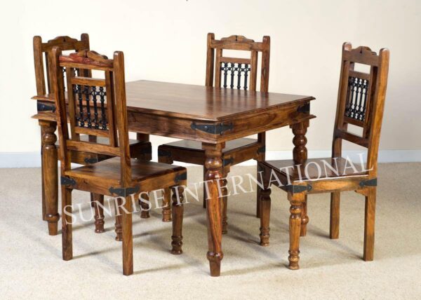 Ethnic style Wood Dining Set 1 Table 4 chairs 3134aa4b 035b 4614 9f56 0ebf68c24977 Sunrise Exports