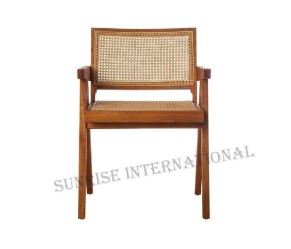 Mid Century wooden Relaxing Arm chair Cane Rattan Style Chandigarh chair Furniture 3 Sunrise Exports