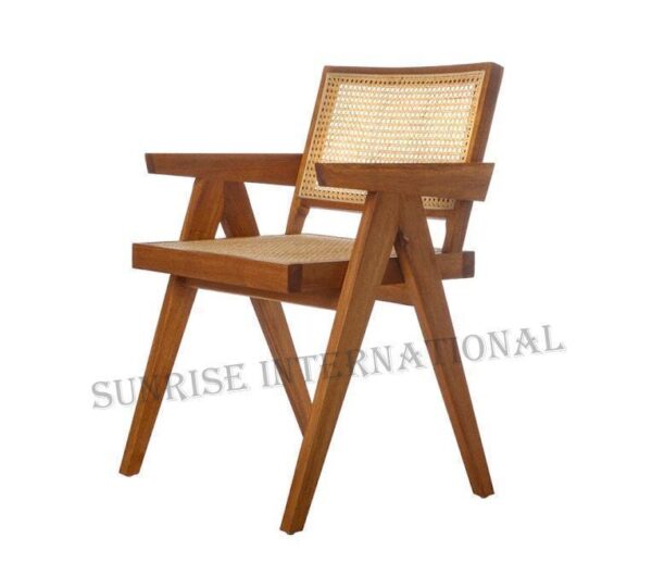 Mid Century wooden Relaxing Arm chair Cane Rattan Style Chandigarh chair Furniture 4 Sunrise Exports