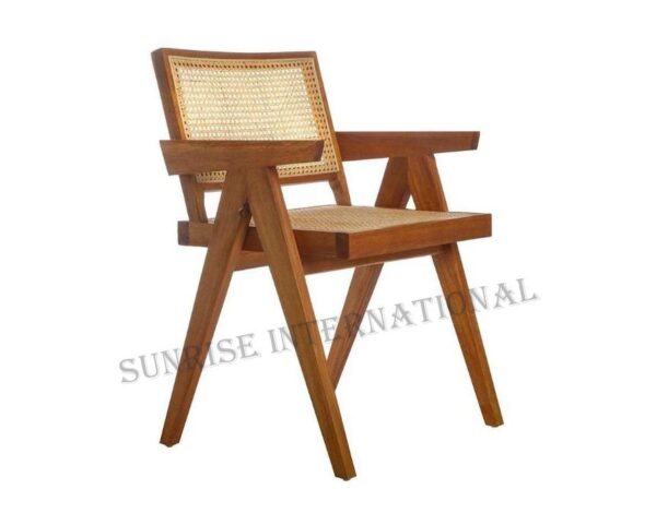 Mid Century wooden Relaxing Arm chair Cane Rattan Style Chandigarh chair Furniture 5 Sunrise Exports