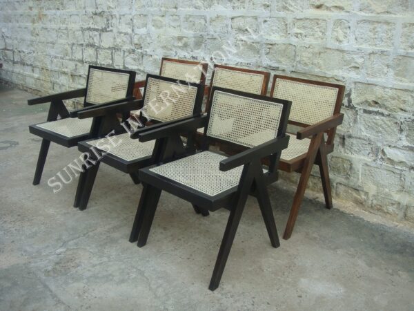 Mid Century wooden Relaxing Arm chair Cane Rattan Style Chandigarh chair Furniture 8 Sunrise Exports