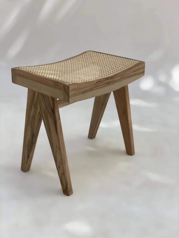 Mid Century wooden Stool Cane rattan Style Furniture Sunrise Exports