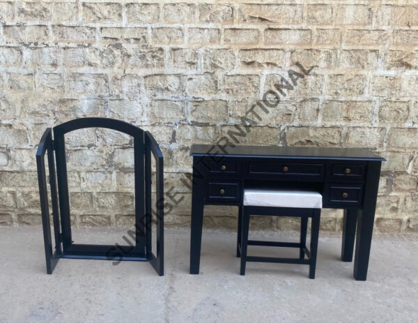 Modern Wooden Dressing table with Mirror Frame stool 4 Sunrise Exports