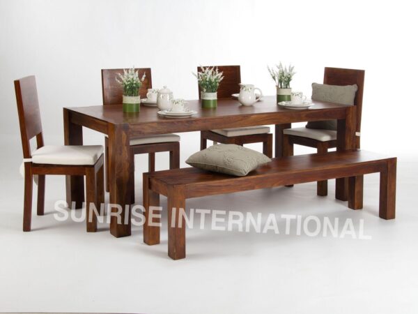 Monalisa Wooden Dining table 5ft approx with 4 chairs 1 Bench furniture set Sunrise Exports
