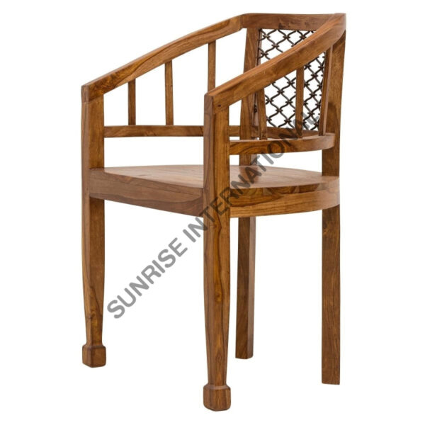 Rajasthani Style wooden Relaxing Arm chair with metal work 3 Sunrise Exports