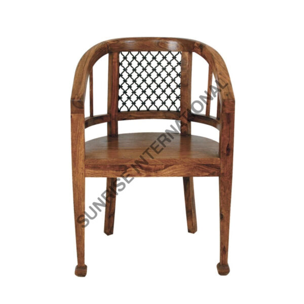 Rajasthani Style wooden Relaxing Arm chair with metal work 5 Sunrise Exports
