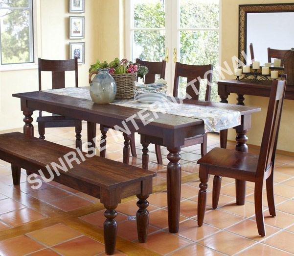 Shaker Wooden Dining table with 4 chairs 1 bench set 964dbc36 518d 47e1 a45d dd913ed04477 Sunrise Exports