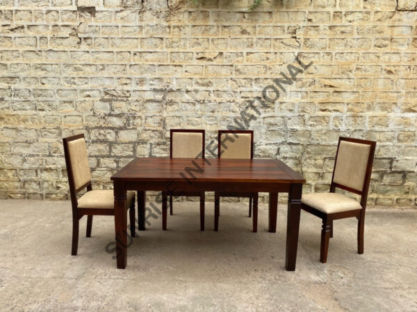 Sierra Wooden Dining table with 4 Cushion chairs 1 Bench furniture set 4 Sunrise Exports