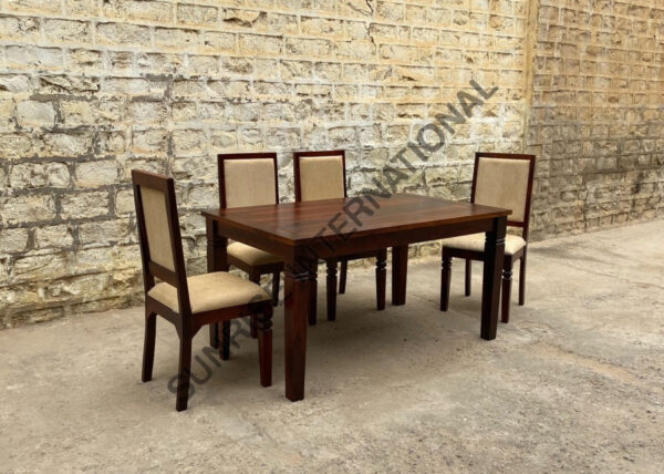 Sierra Wooden Dining table with 4 Cushion chairs 1 Bench furniture set 5 Sunrise Exports