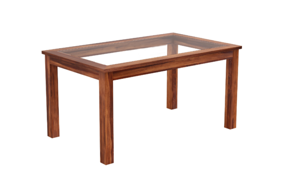 Solid Sheesham Wood Dining Table Furniture with glass top Choose your own size Sunrise Exports