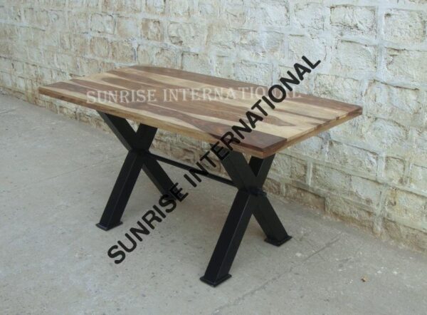 Solid Sheesham Wood Dining Table with Metal legs in Cross design Choose your own size 18c73e6e 1e28 4dc6 8c27 35eeb952b93e Sunrise Exports