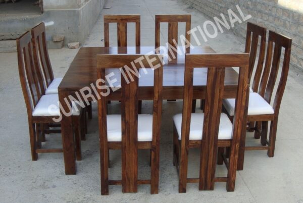 Solid wood 9 pcs Dining Set 1 Square table 8 chairs 2 Sunrise Exports
