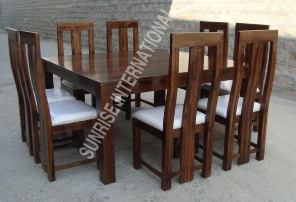 Solid wood 9 pcs Dining Set 1 Square table 8 chairs Sunrise Exports