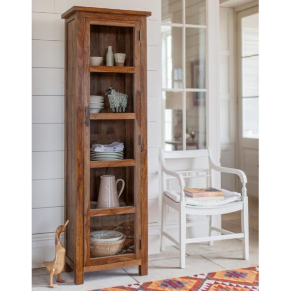 Solid wood display glass cabinet crockery cabinet bookshelf with single door 1d76d1c2 efd8 4209 b5e3 1235bed3df02 Sunrise Exports
