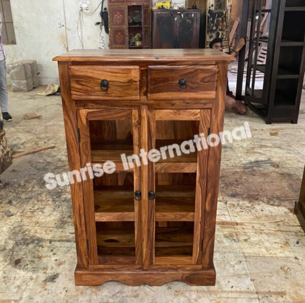 Solid wood display glass cabinet crockery kitchen cabinet 4 Sunrise Exports