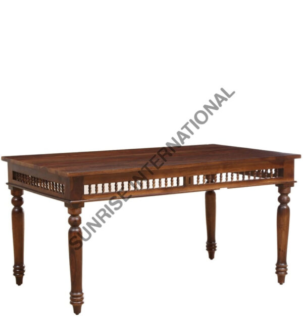 Traditional Style Solid Sheesham Wood Dining table with Cushioned Chair Bench furniture set 2 Sunrise Exports