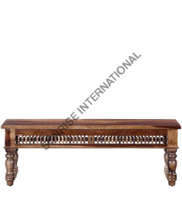 Traditional Style Solid Sheesham Wood Dining table with Cushioned Chair Bench furniture set 3 Sunrise Exports