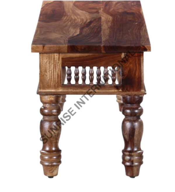 Traditional Style Solid Sheesham Wood Dining table with Cushioned Chair Bench furniture set 5 Sunrise Exports