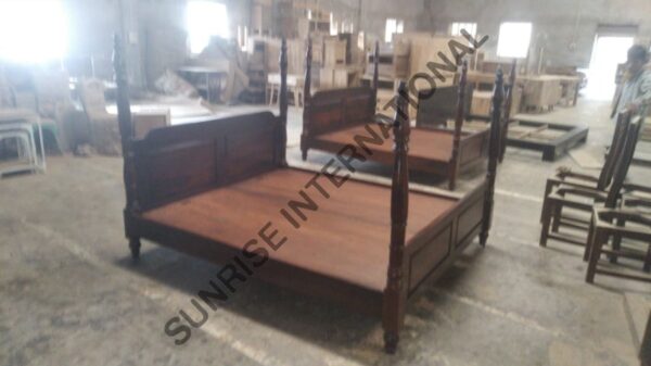 WESTERN WOODEN QUEEN KING SIZE BED WITH 2 OPTIONAL MATCHING BEDSIDE CABINET 4 Sunrise Exports