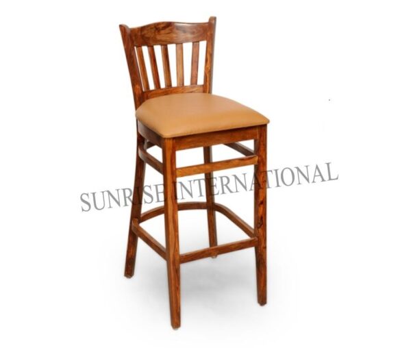 Western Style Wooden Bar chair stool with seat cushion 3 Sunrise Exports