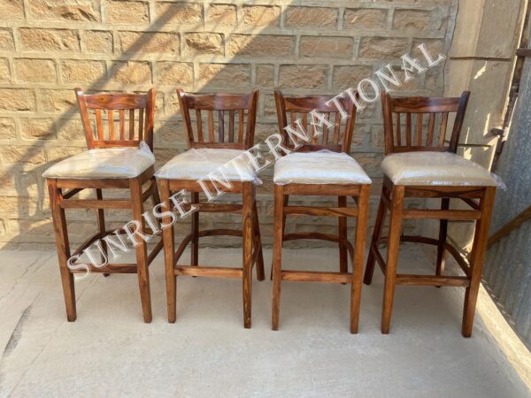 Western Style Wooden Bar chair stool with seat cushion 4 Sunrise Exports
