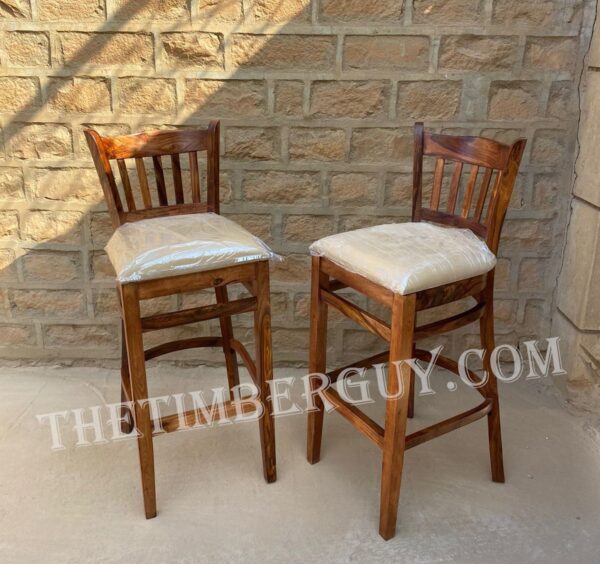 Western Style Wooden Bar chair stool with seat cushion 5 Sunrise Exports