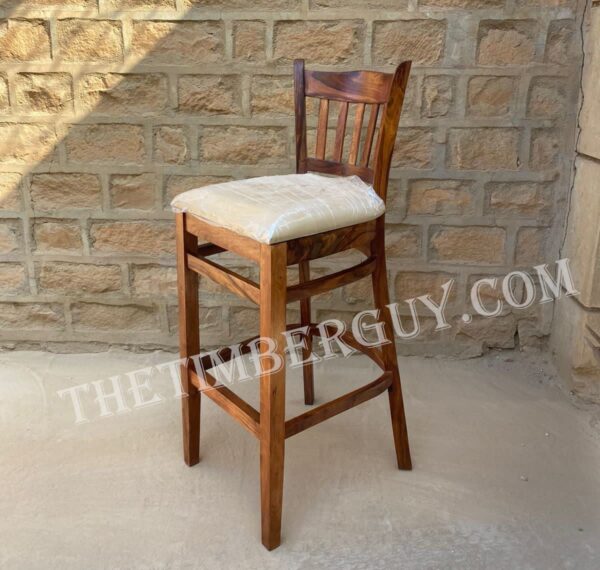 Western Style Wooden Bar chair stool with seat cushion 6 Sunrise Exports