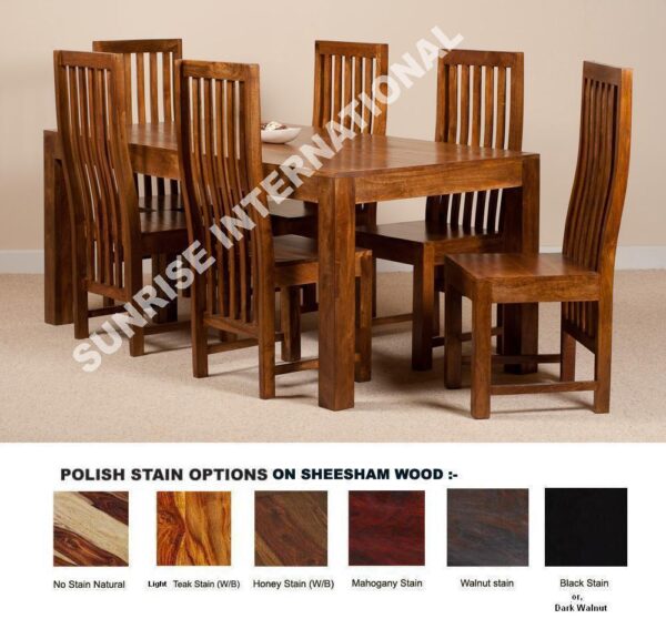 Wood Dakota Range Wooden Dining table 6ft approx with 6 Chair set Sunrise Exports