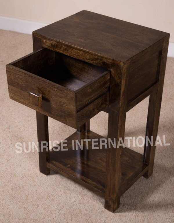 Wooden Bed side cabinet Side table Lamp Table peg table 1 drawer 2 Sunrise Exports