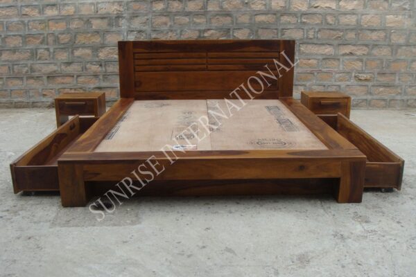 Wooden Queen King Size Storage Bed with 2 optional matching bedside cabinet 2 Sunrise Exports